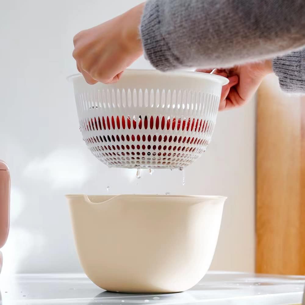 2 in 1 Kitchen Colander Set with Bowl Strainer (2 Sets 3 Qt).BPA Free Plastic Fruits and Vegetable Washing Basket.Dishwasher Friendly Double Layered Drain Basin.for Pasta Salad Berry Cleaning Mixing